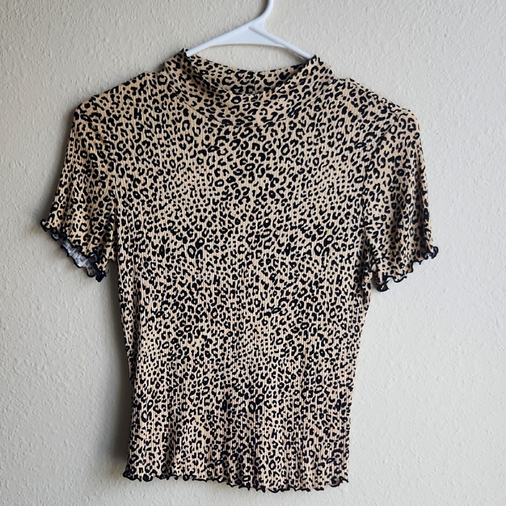 Candie's Animal Print Top  - Black and Cream